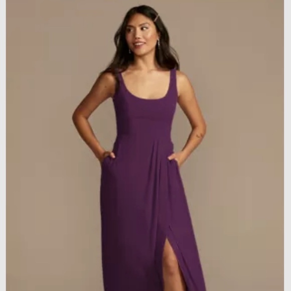 David's Bridal Plum Bridesmaid Dress - Picture 1 of 4